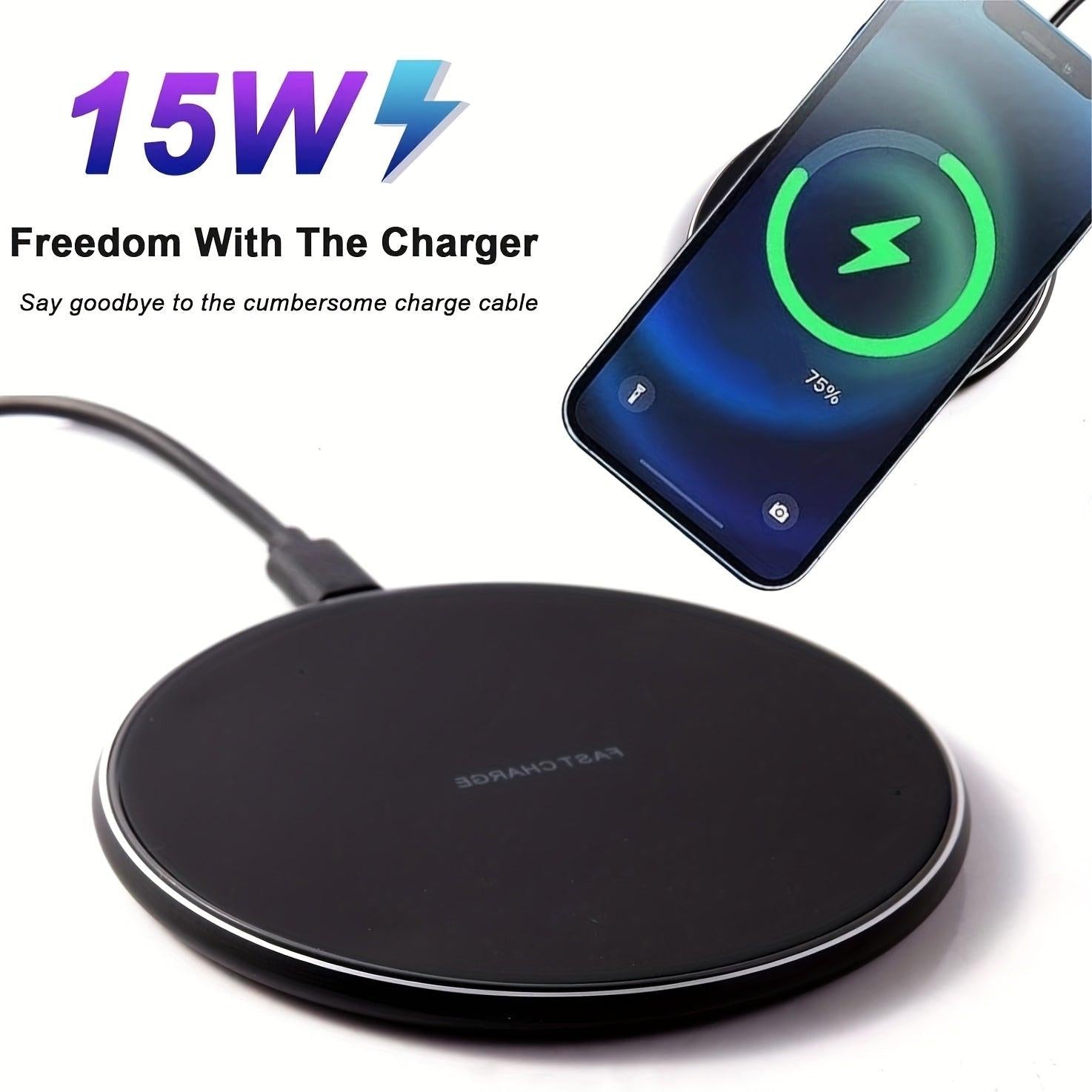 15W Wireless Fast Charger, Wireless Charging Station, Wireless Charging Pad, Induction Charger, Comes with aperture effect, for iPhone 12 13 14 15 16 Series, Compact and convenient to carry, Holiday Gifts, Black & White, Trav - Buy online at  Vibe In Cart.