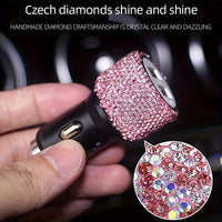 [Shiny Diamond Car Charger] Shiny Artificial Diamond Car Charger | Dual USB Ports, Lightweight Aluminum Alloy, Male to Male Connector, 12-24V Power Adapter, Car Interior Decor & Safety Hammer, Without Battery, Vehicle Accesso - Buy online at  Vibe In Cart.