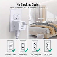 7 In 1 Multi Plug Outlet Extender With 3 USB Ports (1 USB-C) & 4 AC Outlets, 15A/1875W For Home, Office, Dorm & Travel - Ideal For Charging Multiple Devices - Buy online at  Vibe In Cart.