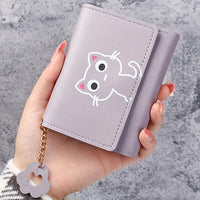 Cartoon Cat Print Girl Cute Coin Wallet PU Triple Fold Lady Card Bag Wallet Portable Document Storage Bag Student Coin Wallet Travel Wallet - Buy online at  Vibe In Cart.