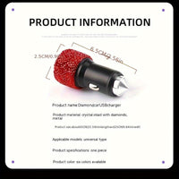 [Shiny Diamond Car Charger] Shiny Artificial Diamond Car Charger | Dual USB Ports, Lightweight Aluminum Alloy, Male to Male Connector, 12-24V Power Adapter, Car Interior Decor & Safety Hammer, Without Battery, Vehicle Accesso - Buy online at  Vibe In Cart.
