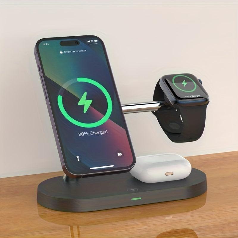 Magnetic 5in 1 Wireless Charger Stand 3 devices at the same time, 15W Qi Fast Charging Dock Station Holder 3 adjustable Light Compatible with iPhone17/16/15/14/13/12 Pro Max Mini, iWatch SE/6/5/4/3/2, AirPods 3/2/Pro iPhone 1 - Buy online at  Vibe In Cart.