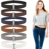 2D Flat, 1pc Women No Show Stretch Belt Invisible Elastic Web Strap Belt with Flat Buckle for Jeans Pants Dresses - Buy online at  Vibe In Cart.