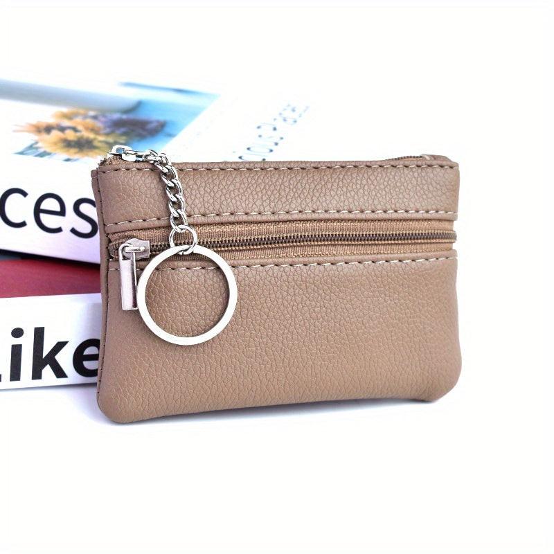 Small Casual PU Wallet with Keychain and Coin Purse