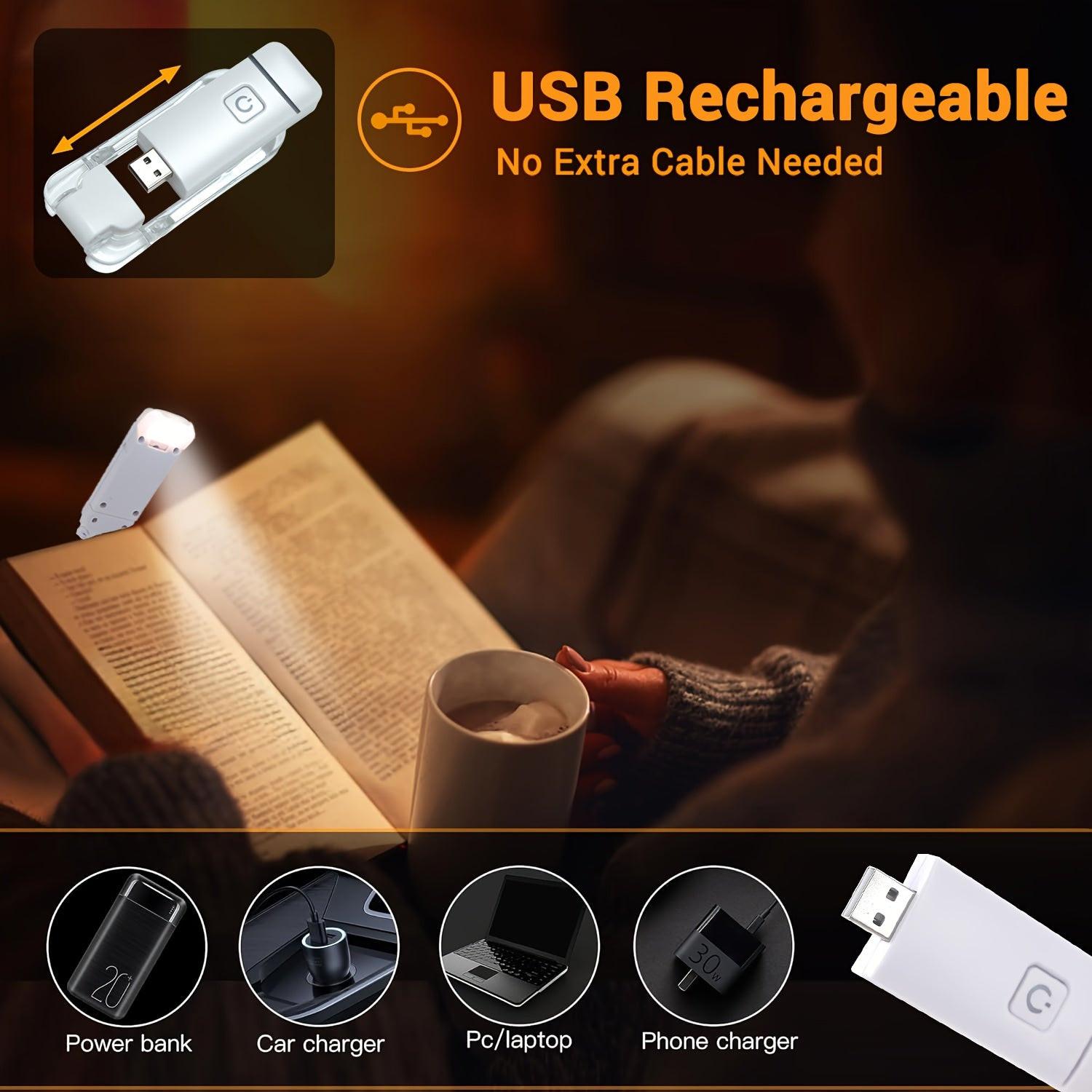 New USB Rechargeable Foldable Reading Lamp, Eye-Friendly Small Night Light for Reading, Suitable for Nighttime Use, with 3 Light Colors And 3 Adjustable Brightness Levels, White Casing, Book Clip, Portable And Easy to Store. - Buy online at  Vibe In Cart.