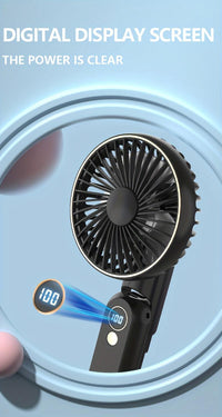 NEW USB charging foldable handheld small fan, can hang neck and desktop, can be handheld, detachable and clean, digital display, five speed adjustment, with power bank function, 4000mAh outdoor small fan - Buy online at  Vibe In Cart.