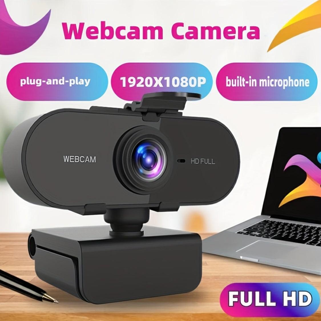 [HD Webcam with Privacy Cover] 1080P Full HD Webcam with Auto-Focus & Privacy Cover | USB Plug-And-Play, Built-In Microphone, for Gaming, Video Conferencing, Laptop & Desktop - Buy online at  Vibe In Cart.