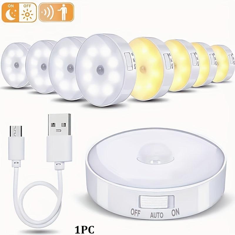 8 LED Rechargeable Motion Sensor Light Indoor, Adhesive Motion Sensor Night Light, White/Warm White, Suitable for Closets Cabinets Kitchens Hallways Stairs, Home Emergency Light, 1pc - Buy online at  Vibe In Cart.