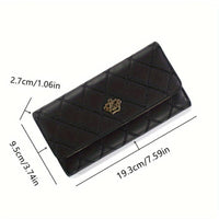 Women's Large-Capacity Tri-Fold Wallet with Zipper Closure - Elegant Rhombus Metal Crown & Design, Long Mini Leather Purse,  Leather Casual/Professional Wallet for Cash, Cards, IDs ( Zipper Pocket) - Buy online at  Vibe In Cart.