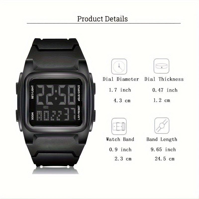 Stylish Square Large Screen Sports Electronic Watch, Night Light Wrist Watch, Suitable For Boys And Girls, Birthday Gift - Buy online at  Vibe In Cart.