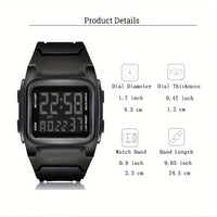 Stylish Square Large Screen Sports Electronic Watch, Night Light Wrist Watch, Suitable For Boys And Girls, Birthday Gift - Buy online at  Vibe In Cart.