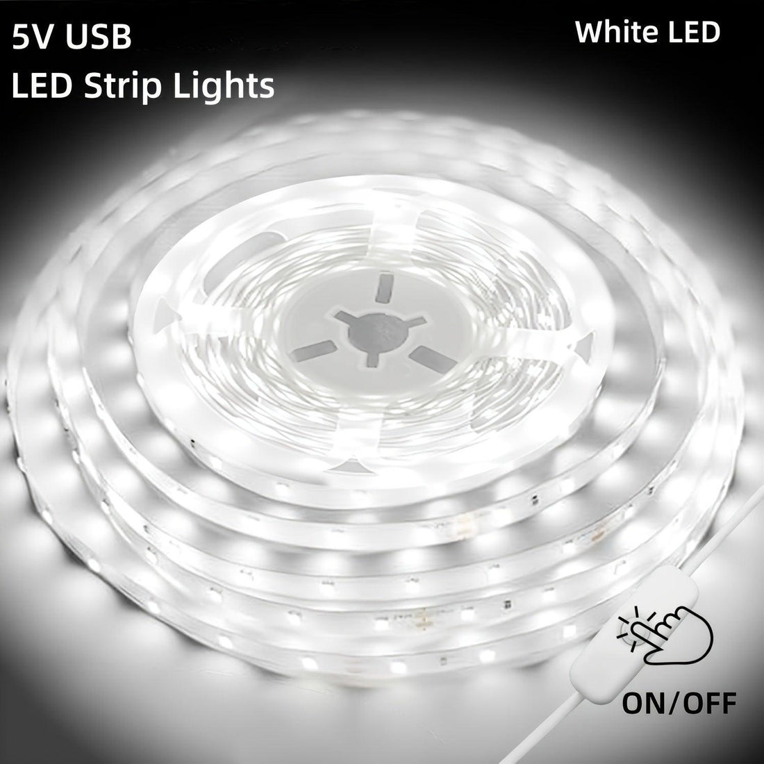 USB LED Lights, White LED Light Strips, TV Backlight USB LED Lights, Powered by USB, 5V, USB Lighting Fixtures, Computer Accessories, Online Switch LED Light Strips, Indoor Bedroom Home Decor for Living Rooms, Halloween, Chri - Buy online at  Vibe In Cart.