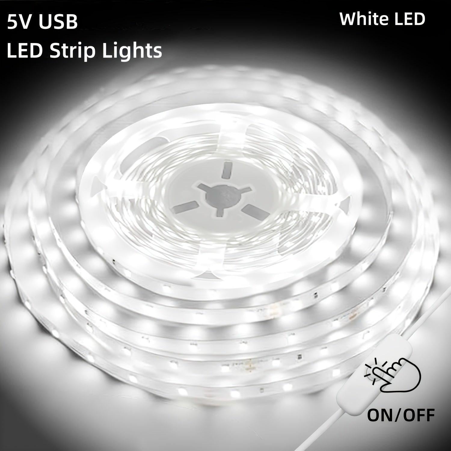 USB LED Lights, White LED Light Strips, TV Backlight USB LED Lights, Powered by USB, 5V, USB Lighting Fixtures, Computer Accessories, Online Switch LED Light Strips, Indoor Bedroom Home Decor for Living Rooms, Halloween, Chri - Buy online at  Vibe In Cart.