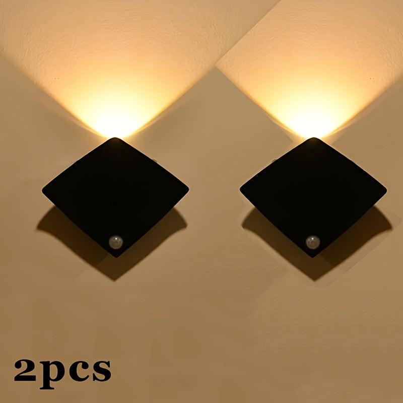 Motion Sensor Wall Lamp Set of 1, 2, or 4 Pieces with Button Switch