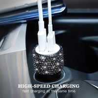 [Shiny Diamond Car Charger] Shiny Artificial Diamond Car Charger | Dual USB Ports, Lightweight Aluminum Alloy, Male to Male Connector, 12-24V Power Adapter, Car Interior Decor & Safety Hammer, Without Battery, Vehicle Accesso - Buy online at  Vibe In Cart.