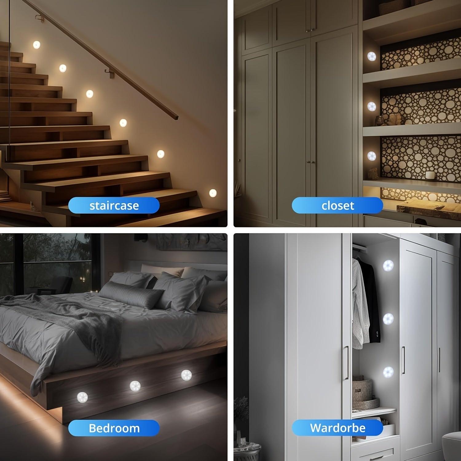 3pcs Motion Sensor Night Lights in Warm White/Cold White - Adjustable Brightness, Automatic On/Off, Ideal for Bedside, Stairs, Under Cabinets & Wardrobes, Night Light for Bedroom - Buy online at  Vibe In Cart.