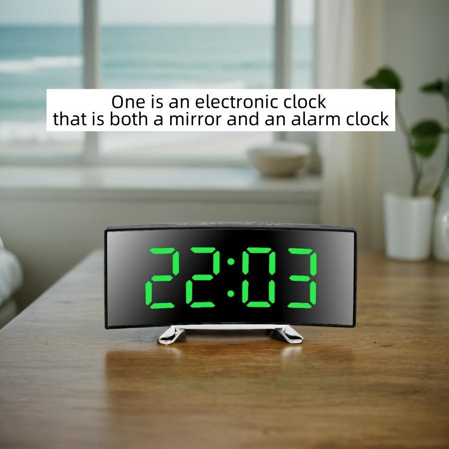 Creative LED Curved Screen Mirror Alarm Clock, Multifunctional Silent Smart Desktop Clock, Christmas Valentine's Day New Year Holiday Gift, 1 pc - Buy online at  Vibe In Cart.