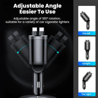 [150W 5-in-1 Car Charger] 5-in-1 150W M4 Foldable Car Charger | Dual Stretch Cable with LED Display, USB-C PD Fast Charging, Multi-Port USB Charging for Android Phones, Travel Adapter for Vehicles - Buy online at  Vibe In Cart.