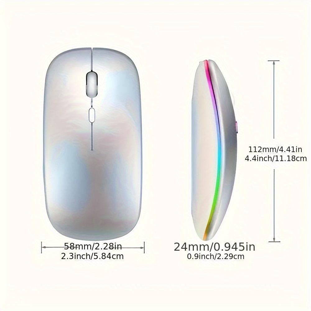 Rechargeable LED Backlit Wireless Mouse, Ultra-Thin 2.4G/5.2 Dual Mode Silent Portable USB Optical Gaming Mouse, Compatible with Laptop/Desktop/Tablet, Ambidextrous Design, 500mAh Battery, Type-C Charging, No Charger Included - Buy online at  Vibe In Cart.