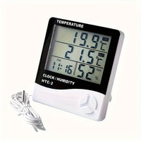 HTC-2 Temperature And Humidity Monitor with Clock, Alarm, And Calendar, Digital Thermometer Hygrometer for Indoor And Outdoor Use, Includes Back Stand for Home Or Office - Buy online at  Vibe In Cart.