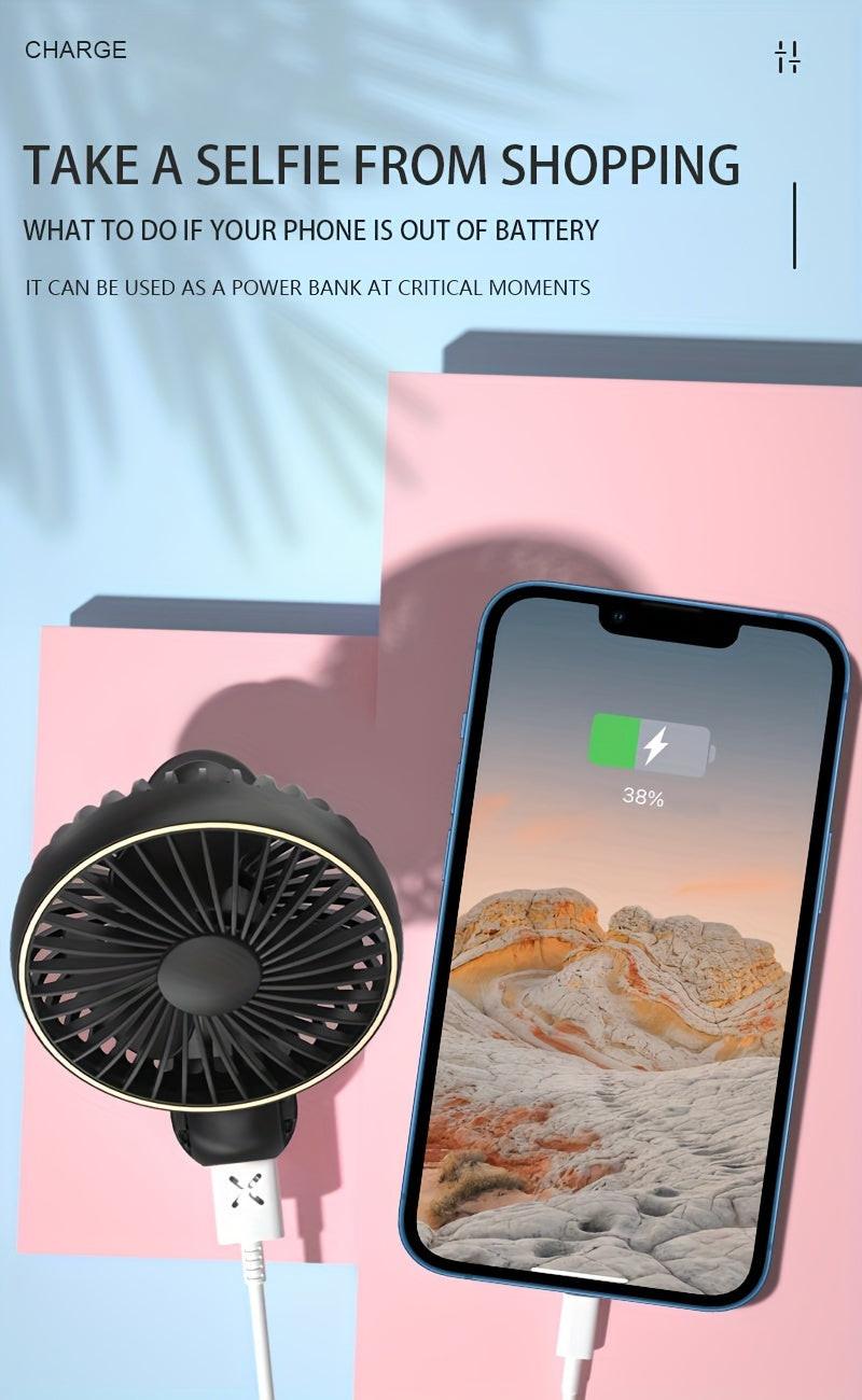 NEW USB charging foldable handheld small fan, can hang neck and desktop, can be handheld, detachable and clean, digital display, five speed adjustment, with power bank function, 4000mAh outdoor small fan - Buy online at  Vibe In Cart.