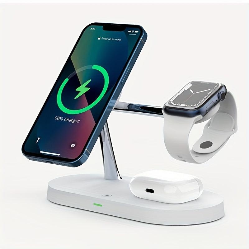 Magnetic 5in 1 Wireless Charger Stand 3 devices at the same time, 15W Qi Fast Charging Dock Station Holder 3 adjustable Light Compatible with iPhone17/16/15/14/13/12 Pro Max Mini, iWatch SE/6/5/4/3/2, AirPods 3/2/Pro iPhone 1 - Buy online at  Vibe In Cart.