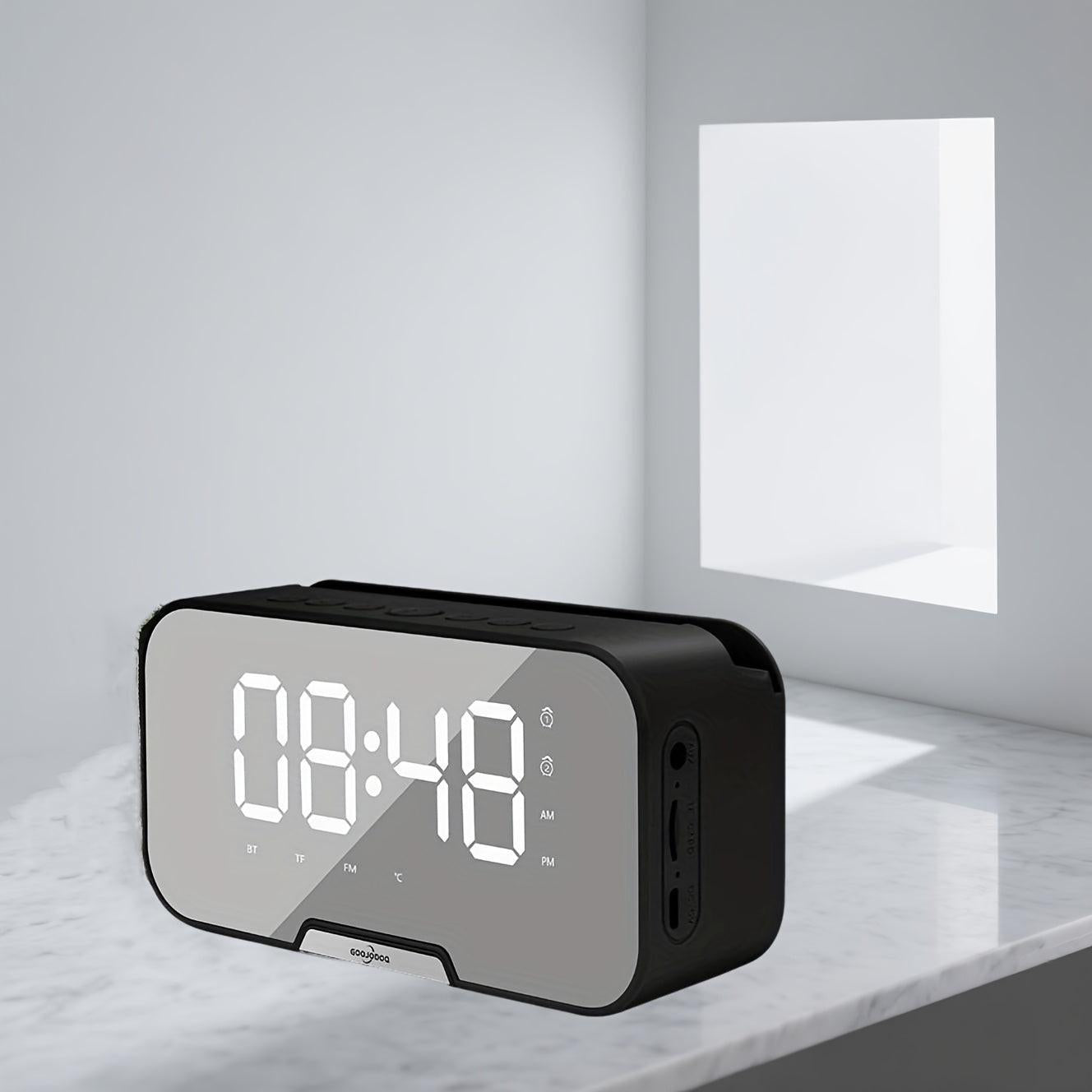 Portable Mini Wireless/FM Radio Speaker with Wireless Microphone, -Mode Mirror/Alarm Clock, Stereo Sound, & Loudspeaker Suitable for, Travel, Parties, Gifts - Buy online at  Vibe In Cart.