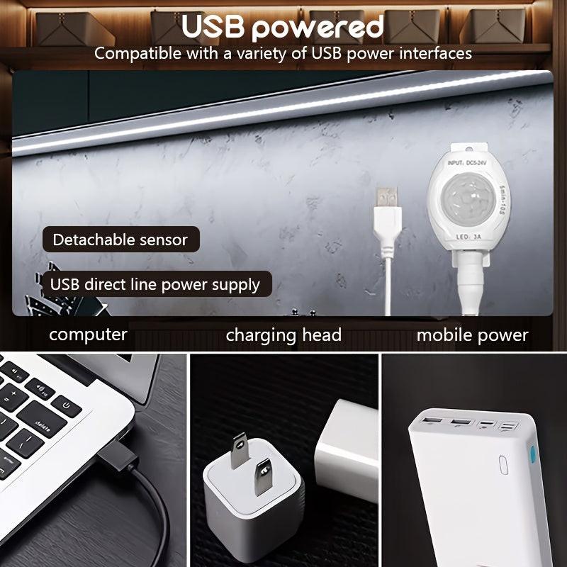 16.4 Feet LED Motion Sensor Light Strip - USB Powered, Self-Adhesive, Floating Bed Light Strip, Flexible White Light Suitable for Bed Edges, Mirrors, Cabinets, And Stairs. - Buy online at  Vibe In Cart.