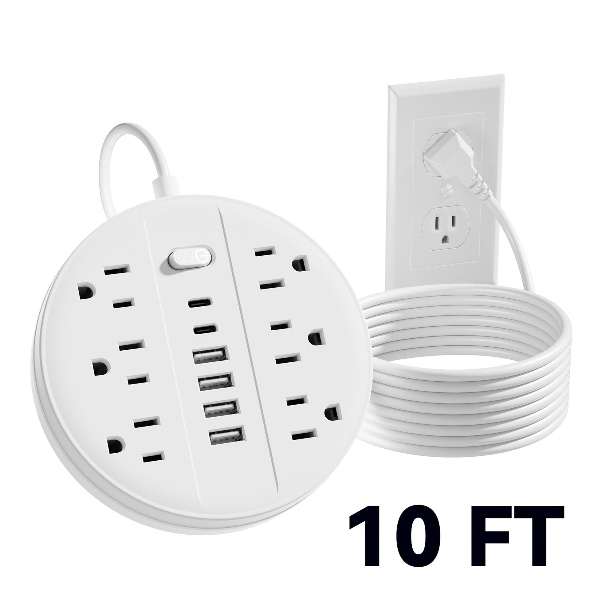 1pc 12-in-1 Multi-functional Power Socket With Surge Protector, 6 AC Outlets, 4 USB Outlets And 2 Type-c Ports. Wall-mountable Power Extension. Portable And Compact Design. Suitable For Home, Office And School. In White And B - Buy online at  Vibe In Cart.