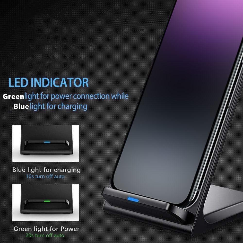 Wireless Charger Stand, 15W Fast Charging Dock Phone Charger, Adaptive LED Wireless Charging Station, for Iphone 16 15 14 13 12 11 9 8 XR, Samsung S25 24 23 22 S21 S10 S9, LG V40 G8, Pixel 8 7 6, Etc. - Buy online at  Vibe In Cart.