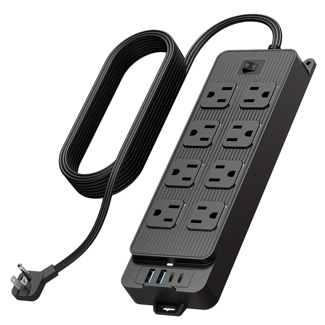 Power Strip with Surge Protection Featuring a 5 Ft/10 Ft Flat Extension Cord, 8 AC Outlets, And 4 USB Ports (2 USB A And 2 USB C), Designed As a Compact Charging Station for Desks, Suitable for Home, Dorm, Office, And Travel - Buy online at  Vibe In Cart.