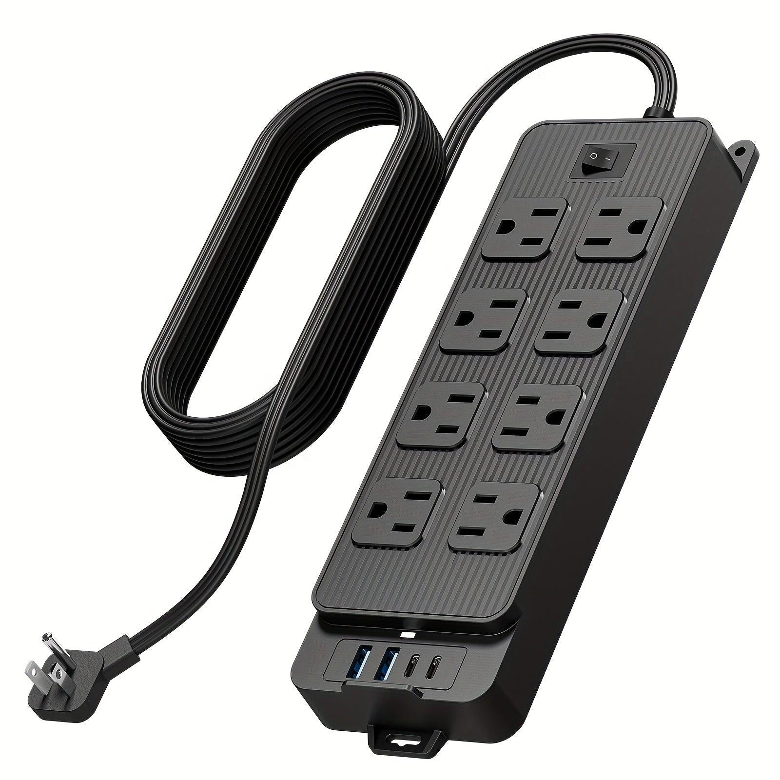 Power Strip with Surge Protection Featuring a 5 Ft/10 Ft Flat Extension Cord, 8 AC Outlets, And 4 USB Ports (2 USB A And 2 USB C), Designed As a Compact Charging Station for Desks, Suitable for Home, Dorm, Office, And Travel - Buy online at  Vibe In Cart.