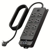 Power Strip with Surge Protection Featuring a 5 Ft/10 Ft Flat Extension Cord, 8 AC Outlets, And 4 USB Ports (2 USB A And 2 USB C), Designed As a Compact Charging Station for Desks, Suitable for Home, Dorm, Office, And Travel - Buy online at  Vibe In Cart.