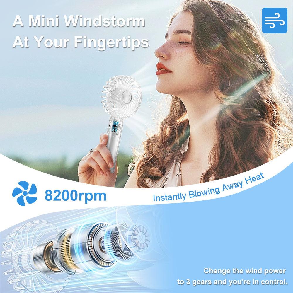 [USB Rechargeable] USB Rechargeable Mini Fan | 3-Speed Adjustable | Portable Handheld Fan | Indoor/Outdoor Travel | For Men & Women | Black | White - Buy online at  Vibe In Cart.