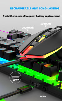 Unleash Wireless Freedom: 10m 2.4G Stable Connection for Ultimate Flexibility.Double The Power: 2000mAh Keyboard & 500mAh Mouse with Fast Type-C Charging.Dynamic RGB Immersion: Breathing Modes & Stunning Rainbow Effects.Compa - Buy online at  Vibe In Cart.