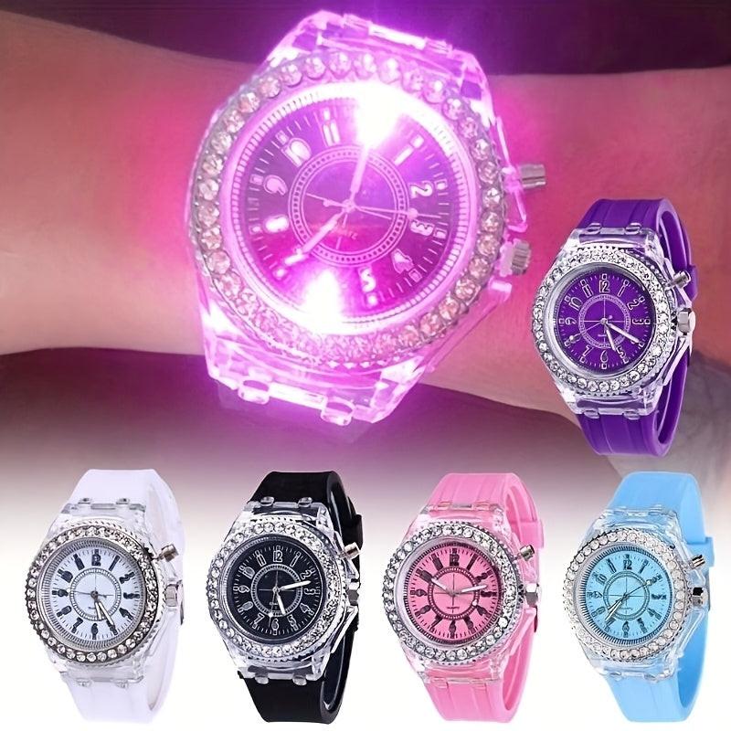 Bright Rhinestone LED Fashion Trendy Unisex Student Couple Jelly Quartz Watch - Buy online at  Vibe In Cart.
