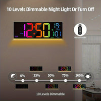 16.2'' Large Digital Wall Clock with Remote Control | Big LED, Dual Alarm, 8 RGB Colors, Auto Brightness, Date, Auto DST, Temperature, Night Light, Gym Clock for Living Room, Bedroom, Office Wall Decor - Maxstar - Buy online at  Vibe In Cart.