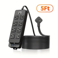 Power Strip with Surge Protection Featuring a 5 Ft/10 Ft Flat Extension Cord, 8 AC Outlets, And 4 USB Ports (2 USB A And 2 USB C), Designed As a Compact Charging Station for Desks, Suitable for Home, Dorm, Office, And Travel - Buy online at  Vibe In Cart.
