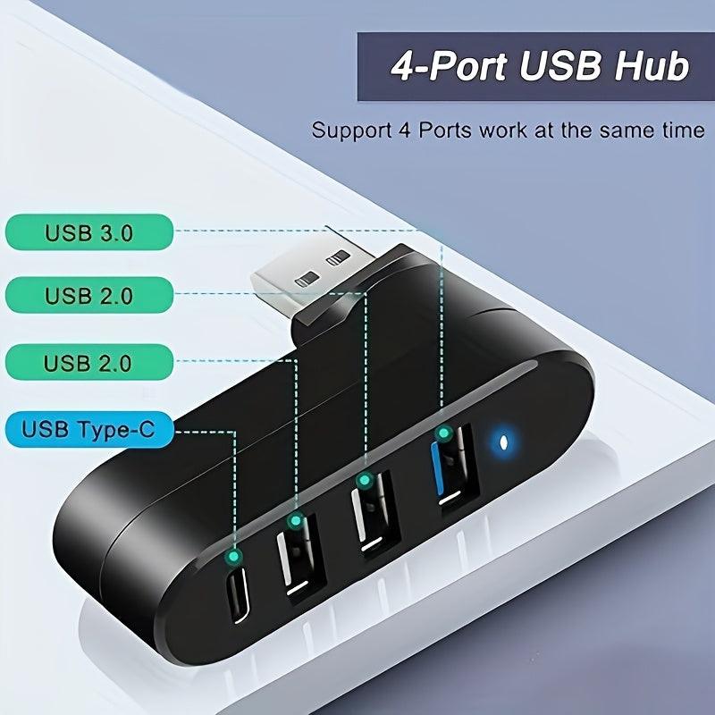 [USB 3.0 Hub] 4-Port USB 3.0 Hub [90°, 180° Rotatable], USB Splitter, 3 USB Ports and 1 USB C Power/Data Port, USB Extender for Laptops, Cars, iMacs, MacBook Air, MacBook Pro, etc - Buy online at  Vibe In Cart.