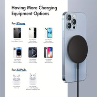 15W Max Fast Charging Magnetic Wireless Charger, Portable Travel Charging Pad With USB-C, Compatible For IPhone 17/17 Air/16/15/14/13/12/11/X/Pro Max/Pro/Plus, For Airpods 4 3 2 Pro Series And Multiple Devices - Buy online at  Vibe In Cart.