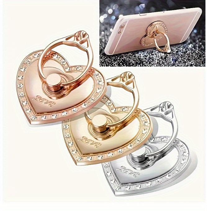 [360° Rotating | Durable] 360° Rotating Heart-Shaped Honeycomb Phone Stand | Foldable Adjustable Height, Durable Metal, Ergonomic Design | Hands-Free Viewing, Compatible with Most Phones, Car Mount, Decorative Accessory - Buy online at  Vibe In Cart.