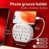 7-in-1 Power Strip with USB Port | 3 USB-A Ports, 1 USB-C Port, 3 AC Sockets, Easy to Carry, Suitable for Home, Office, Travel | White and Black - Buy online at  Vibe In Cart.