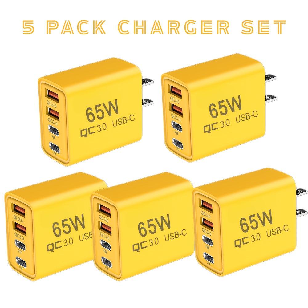 3pcs/5pcs 65W Fast Charger Set for Xiaomi, for Huawei Dual QC3.0 & PD Ports - USB-C Power Delivery, 110V/220V, 50-80W Output, Compact Design for Smartphones & Tablets, Tablet Charging Solution, Modern Charging Tech, Highquali - Buy online at  Vibe In Cart.