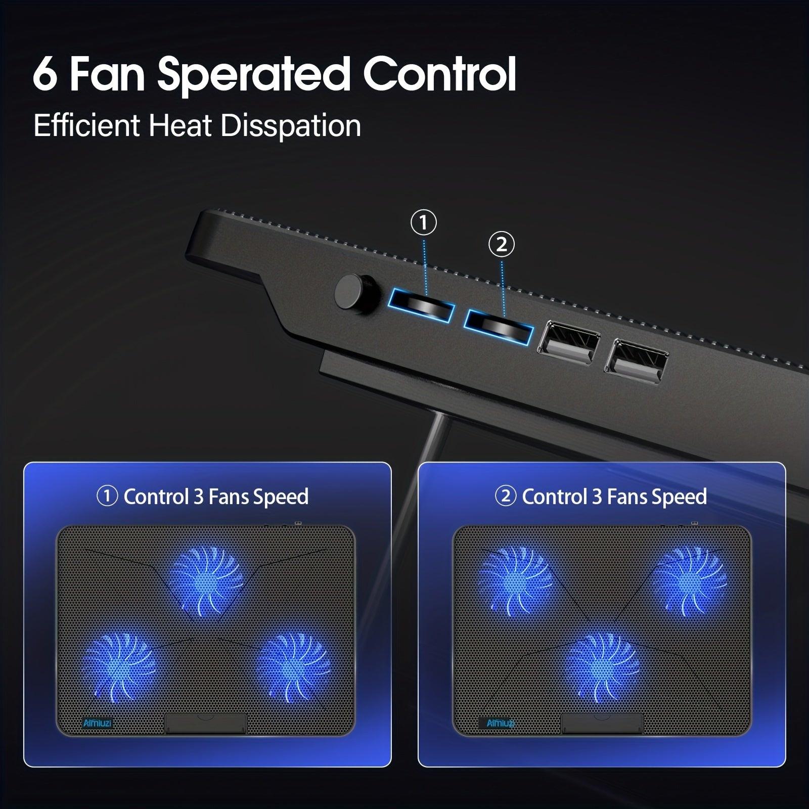 Cooling Pad for Laptops, Featuring 6 Silent LED Fans, Designed for 15.6 to 17-Inch Laptops. This Portable, Ultra-Slim Cooling Stand Is USB Powered And Includes a Switch to Control Fan Speed. - Buy online at  Vibe In Cart.