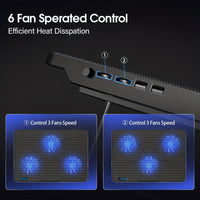 Cooling Pad for Laptops, Featuring 6 Silent LED Fans, Designed for 15.6 to 17-Inch Laptops. This Portable, Ultra-Slim Cooling Stand Is USB Powered And Includes a Switch to Control Fan Speed. - Buy online at  Vibe In Cart.