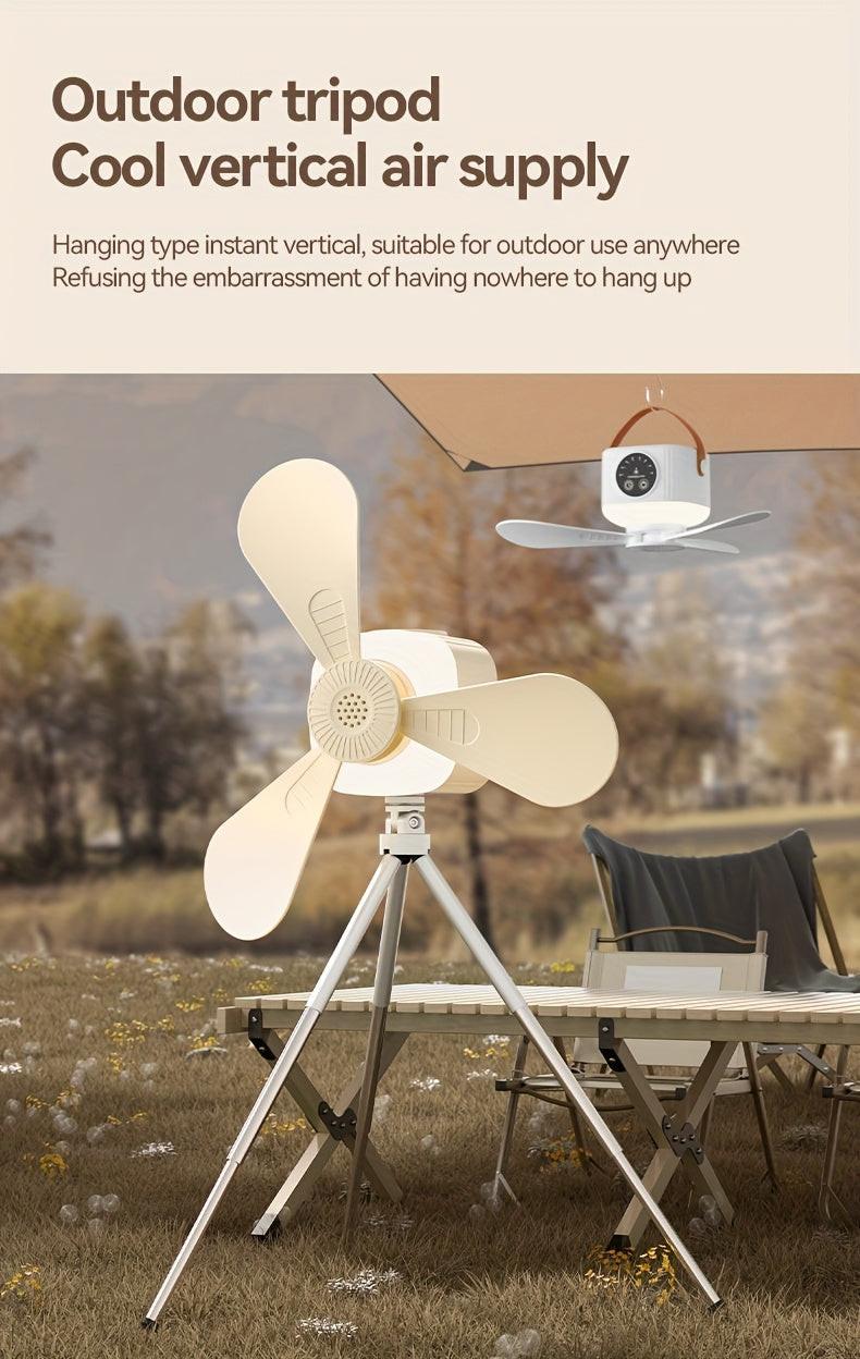 Portable Camping Fan with Light, Free Hook & Optional Tripod | Quiet USB Rechargeable Fan with Remote, Adjustable Speed & Brightness | Long Life, Outdoor Tent Fan for Bedroom, Dorm, Travel - Buy online at  Vibe In Cart.