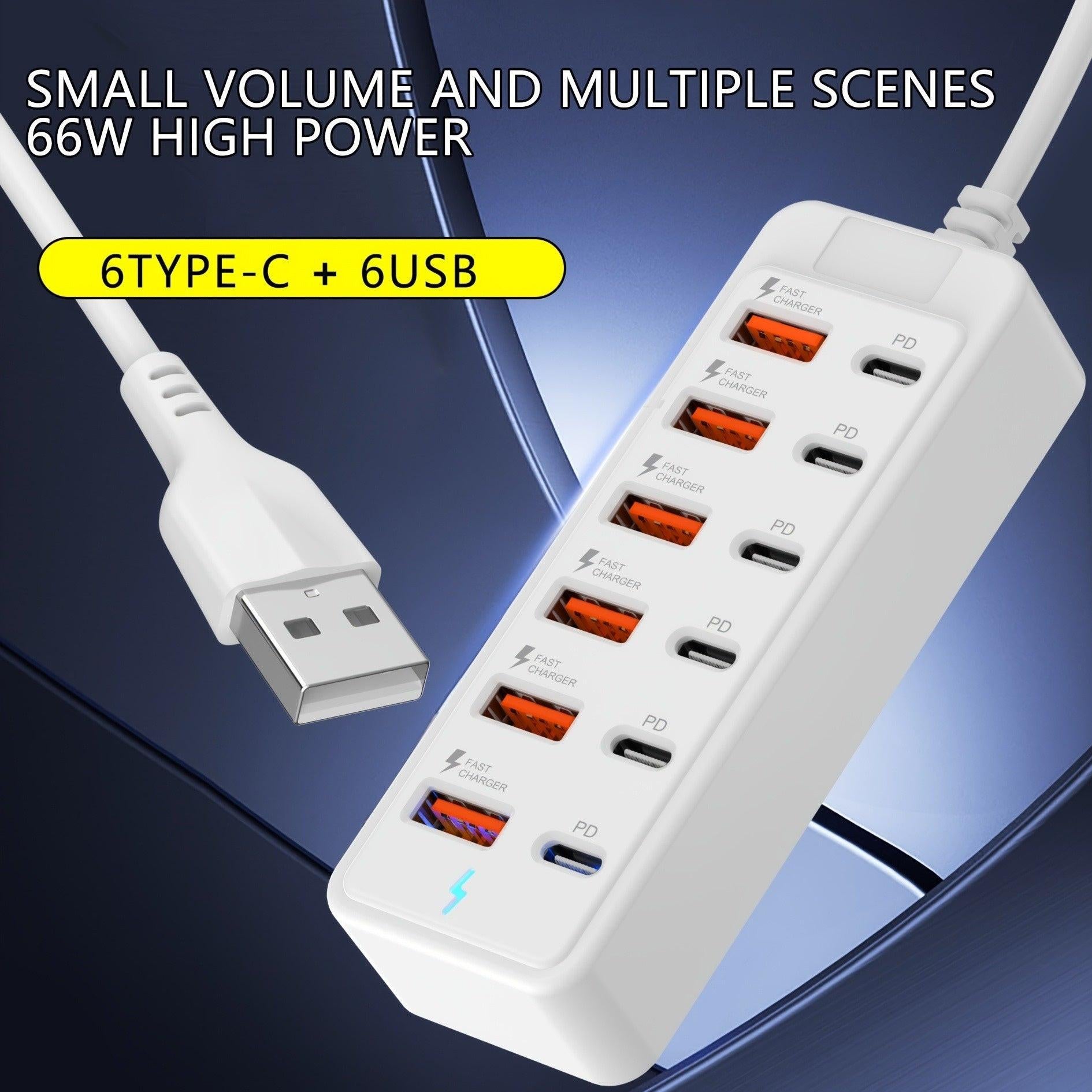 12-Port USB Fast Charging Station - 6×Type-C PD + 6×USB-A Ports, Up to 25W per Port, Compact Design, High-Speed Charging for Laptops/Tablets/Multiple Devices, Workspace Power Hub for Tech Enthusiasts, Power Board, Usb Charg - Buy online at  Vibe In Cart.