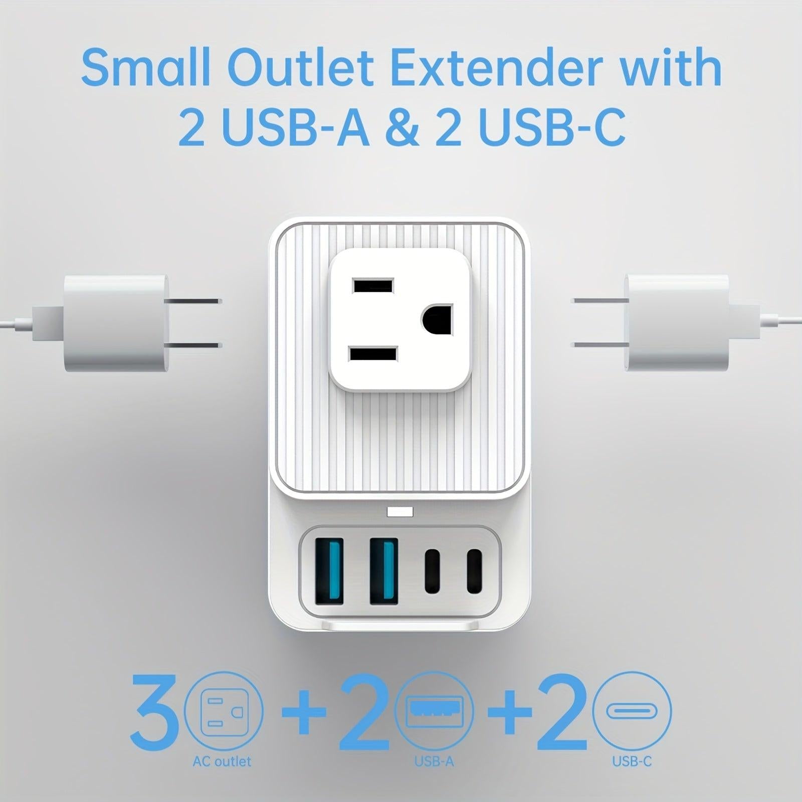 Portable Multifunction 7-in-1 Multi-Plug Outlet Extender with 3 Wide AC Outlets, 2 USB-A Ports and 2 USB-C Ports, Compact Power Strip Outlet Extender for Travel Home Office Dorm Essentials - Buy online at  Vibe In Cart.