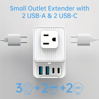 Portable Multifunction 7-in-1 Multi-Plug Outlet Extender with 3 Wide AC Outlets, 2 USB-A Ports and 2 USB-C Ports, Compact Power Strip Outlet Extender for Travel Home Office Dorm Essentials - Buy online at  Vibe In Cart.