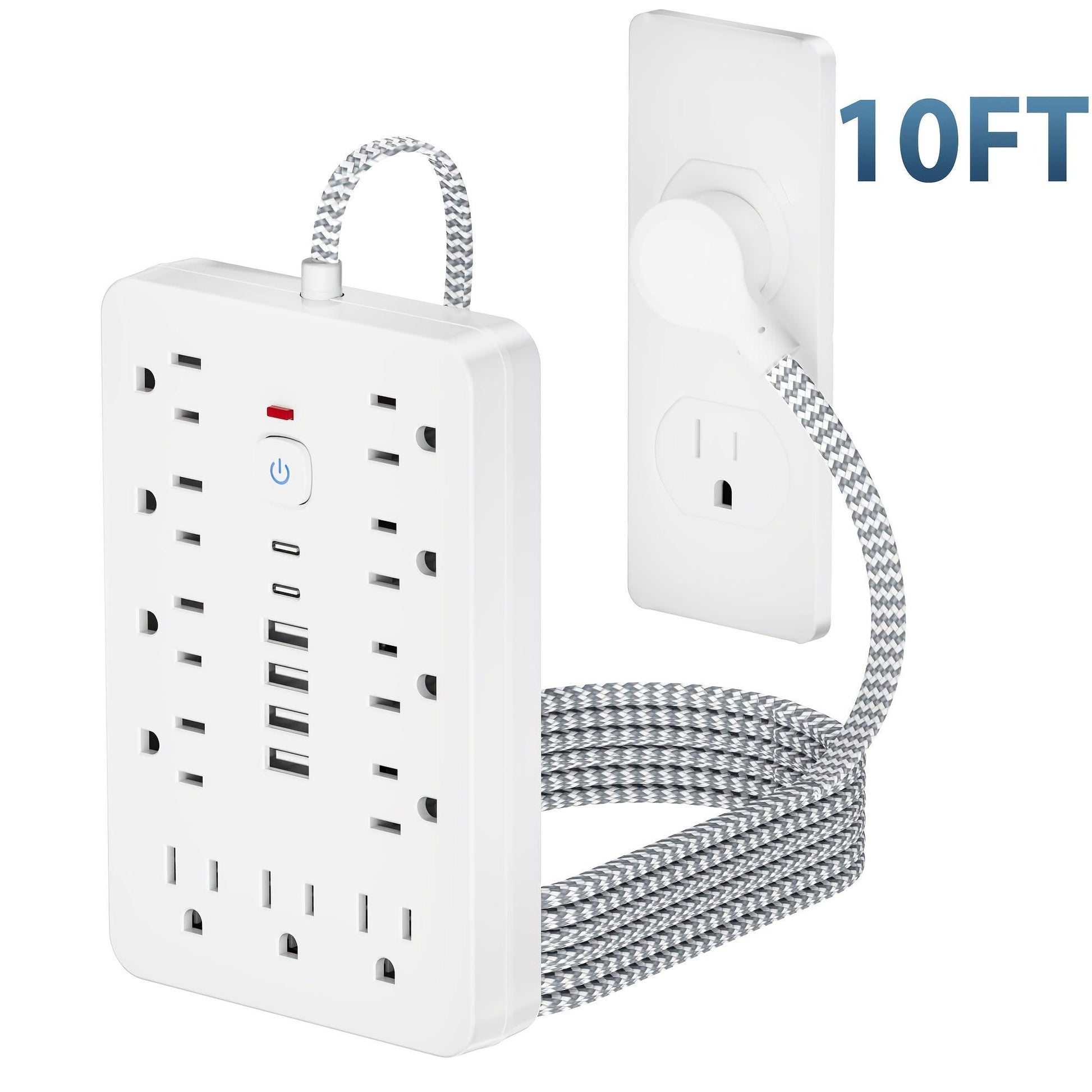 1pc Multi-Functional Surge Protection Power Strip With USB Port - 11 AC Outlets With 4 USB-A Ports And 2 Type-C Ports And Short Cord/5 FT/10 FT Extension Cord - For Office, Study, Home, And School Use - Power Socket With Over - Buy online at  Vibe In Cart.